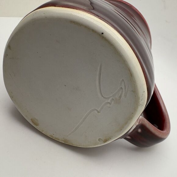 Studio Art Pottery Handmade Drip Glaze Ceramic Mug Purple Plum Light Blue Signed - Picture 7 of 7